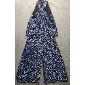 Le Gali Hildy Jumpsuit Womens Medium Multi Animal Print Criss-Cross Front BS9U02